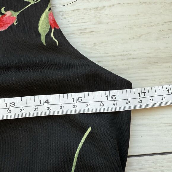 Vintage 80s 90s Red Roses Mini Dress Medium Grunge Goth Coquette Sweet Innocent - Picture 5 of 6